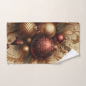 Vintager Maroon und Gold Weihnachten Badhandtuch Set (Handtuch)