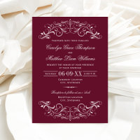 Vintager Maroon und Silver Blüh Hochzeit