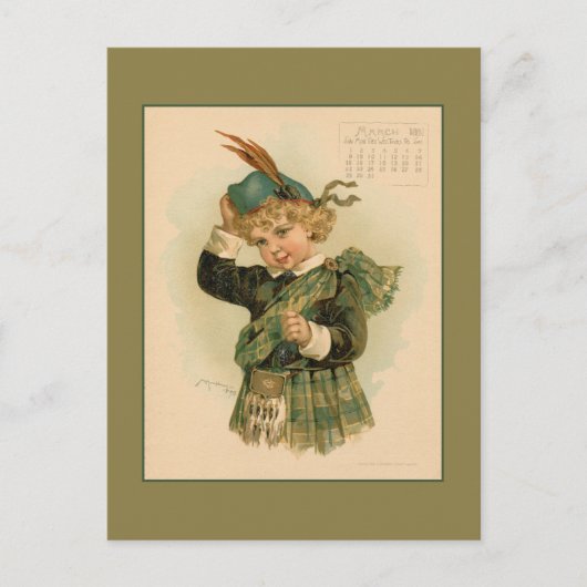 Vintager März 1891 schöne zeichnend Kinder Postkarte (Vorderseite)