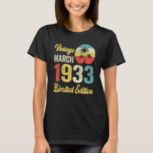 Vintager März 1933 89 Jahre alt Geburtstag T-Shirt