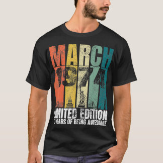 Vintager März 1974 Tagesgeschenke 47 Jahre alt 47. T-Shirt