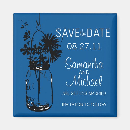 Vintager Mason Jar & Wilde BlumenSpeichern Sie das Magnet (Vorne)