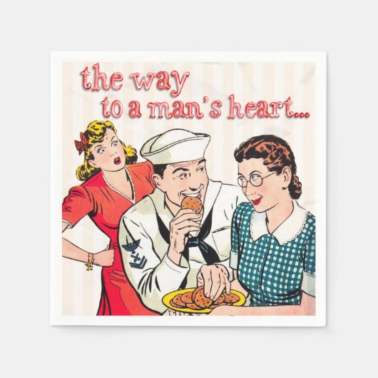 Vintager Matrosen und Hausfrau Comic Kunst Serviette (Vorderseite)