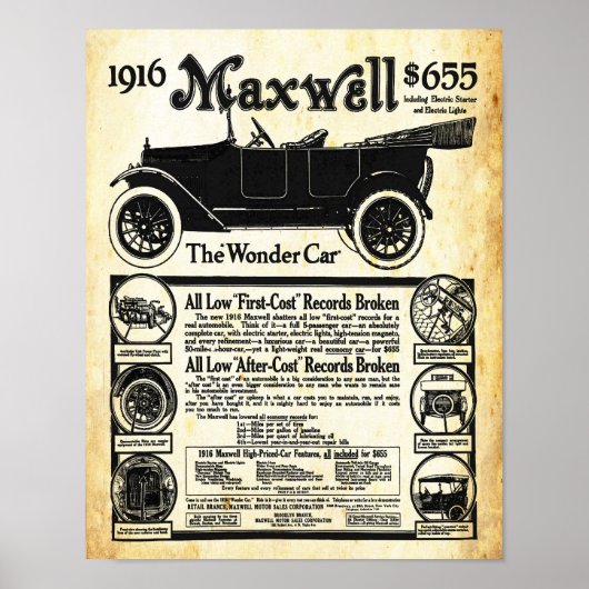 Vintager Maxwell Automobile Wonder Print Poster (Vorne)