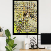 Vintager May Cuckoo mit modernem Kunstposter Poster (Heimbüro)