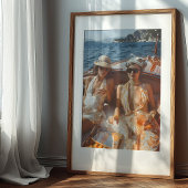 Vintager mediterraner Glamour Klassische Bootsfahr Poster