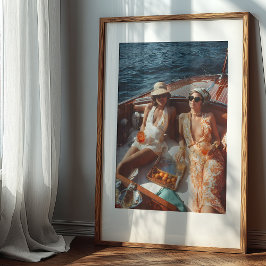 Vintager mediterraner Glamour Klassische Bootsfahr Poster