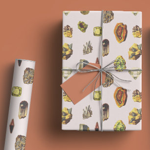 Vintager mehrfarbiger Illustrationsgestein, Krista Geschenkpapier Set