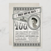 Vintager Meilenstein Einladung zum Foto (Vorne/Hinten)