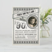 Vintager Meilenstein Einladungen zum Foto (Stehend Vorderseite)