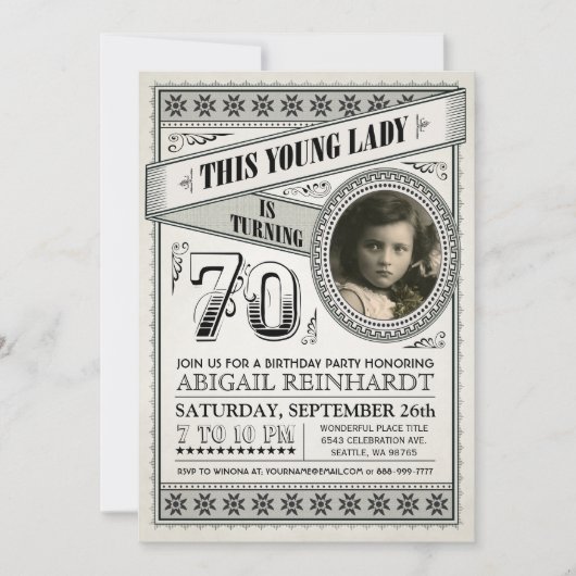 Vintager Meilenstein Einladungen zum Foto (Vorderseite)