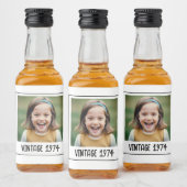 Vintager Meilenstein Geburtstag Foto Keepake Alkoholflaschenetikett (Flaschen)