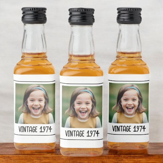 Vintager Meilenstein Geburtstag Foto Keepake Alkoholflaschenetikett