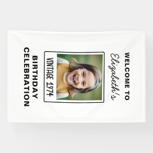 Vintager Meilenstein Geburtstag Foto Keepake Banner (Horizontal)