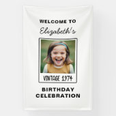 Vintager Meilenstein Geburtstag Foto Keepake Banner (Vertikal)