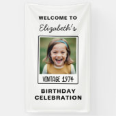 Vintager Meilenstein Geburtstag Foto Keepake Banner (Vertikal)