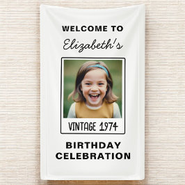 Vintager Meilenstein Geburtstag Foto Keepake Banner