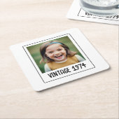 Vintager Meilenstein Geburtstag Foto Keepake Rechteckiger Pappuntersetzer (angewinkelt)