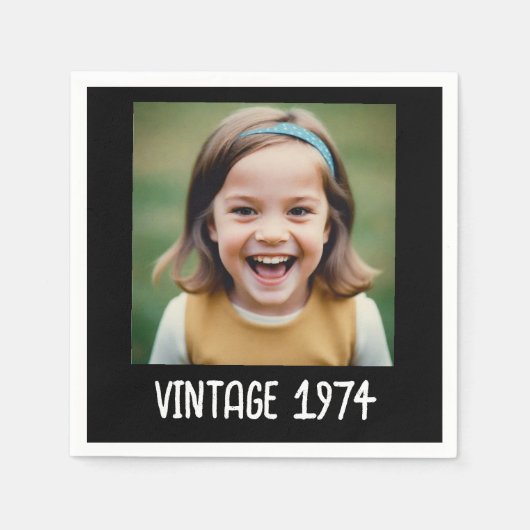 Vintager Meilenstein Geburtstag Foto Keepake Serviette (Vorderseite)