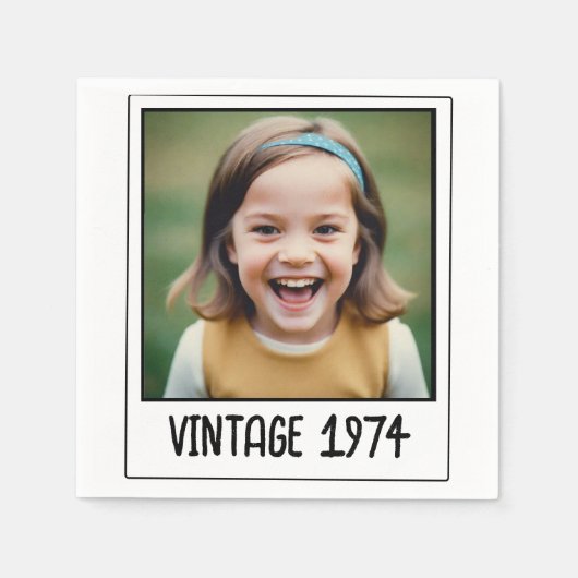 Vintager Meilenstein Geburtstag Foto Keepake Serviette (Vorderseite)
