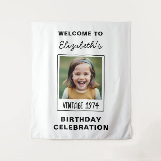 Vintager Meilenstein Geburtstag Foto Keepake Wandteppich (Vorderseite)