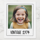 Vintager Meilenstein Geburtstag Foto Keepake Weinetikett (Einzelnes Label)