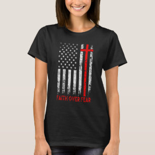 Vintager Mens Glaube über Angst Christlichen Kreuz T-Shirt