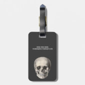 Vintager menschlicher Anatomie Schädel, Halloween- Gepäckanhänger (Rückseite vertikal)