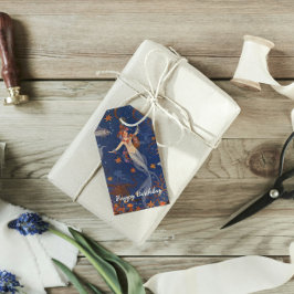 Vintager Mermaid Undersea Blue Geburtstag Geschenkanhänger