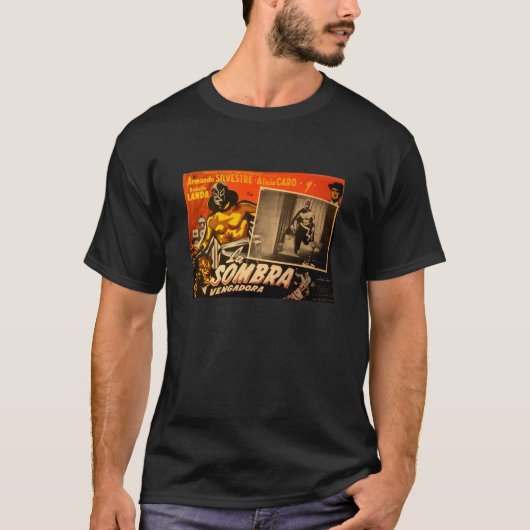Vintager Mexikaner verdeckte Held-Lobby-Karte T-Shirt (Vorderseite)