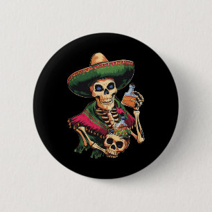 Vintager mexikanischer Schädel Drink Bier Cinco De Button