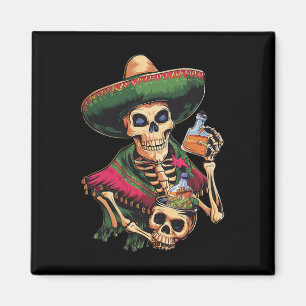 Vintager mexikanischer Schädel Drink Bier Cinco De Magnet