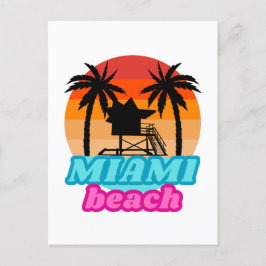 Vintager Miami Beach Florida Bewachungsturm Postkarte