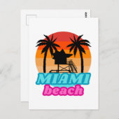 Vintager Miami Beach Florida Bewachungsturm Postkarte (Vorne/Hinten)