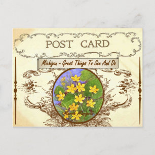 Vintager Michigan Staat Blume Postkarte