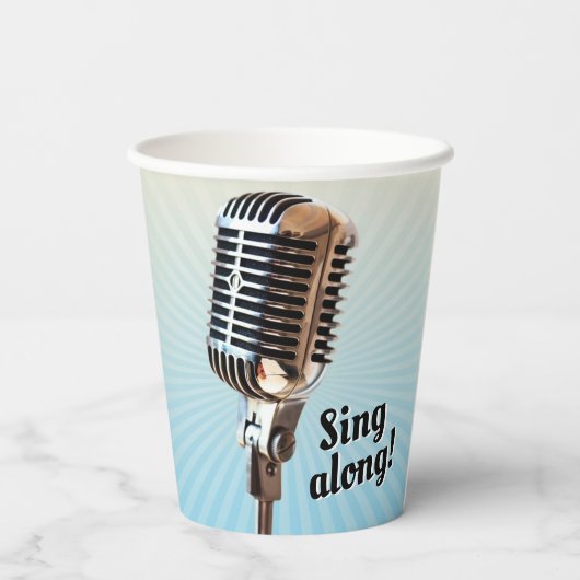 Vintager Mikrofon-Papiercup Pappbecher (Rückseite)
