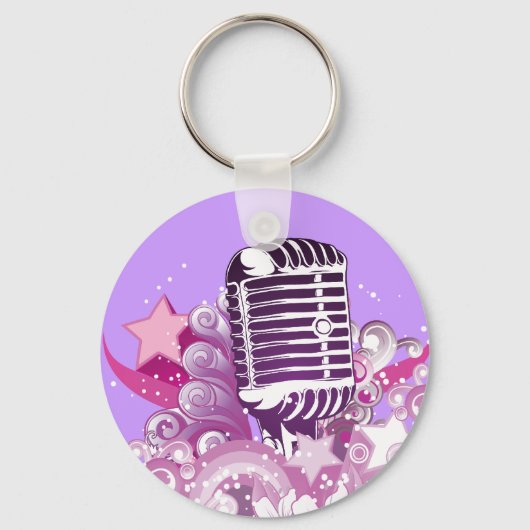 Vintager Mikrofonvektor Schlüsselanhänger (Vorderseite)