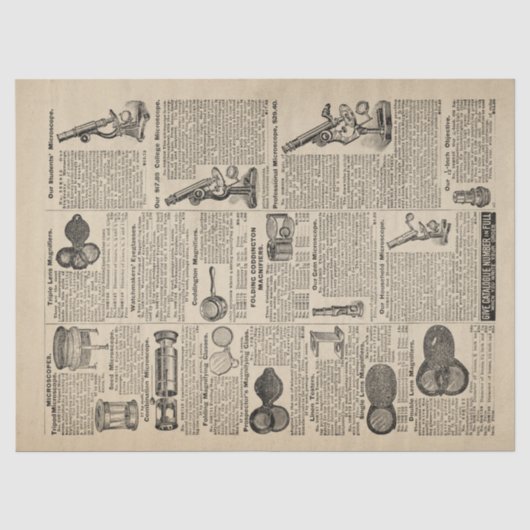 Vintager Mikroskopkatalog Seidenpapier (Vorderseite)