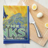 Vintager militärischer Krieg mit einer wilden Katz Geschirrtuch (Viertel Falte)