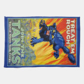 Vintager militärischer Krieg mit einer wilden Katz Geschirrtuch (Horizontal)