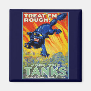 Vintager militärischer Krieg mit einer wilden Katz Magnet