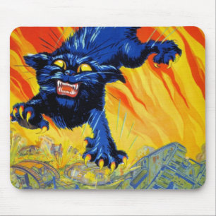 Vintager militärischer Krieg mit einer wilden Katz Mousepad