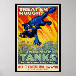 Vintager militärischer Krieg mit einer wilden Katz Poster