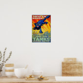 Vintager militärischer Krieg mit einer wilden Katz Poster (Küche)