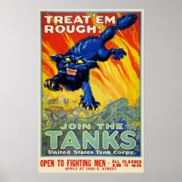 Vintager militärischer Krieg mit einer wilden Katz Poster