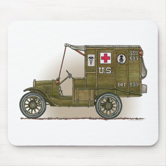 Vintager Militärkrankenwagen Mousepad (Vorne)