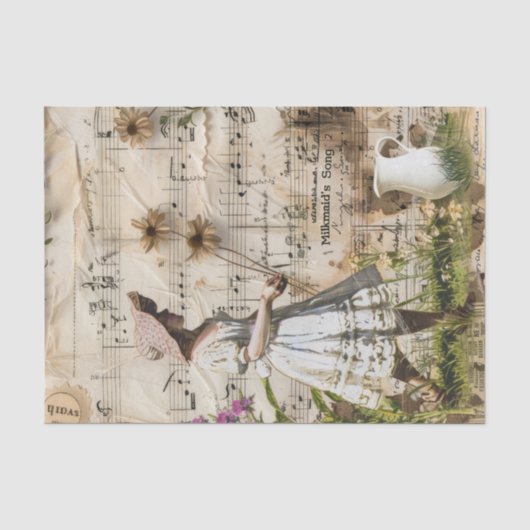 Vintager Milkmaid-Bauer Decoupage Seidenpapier (Vorderseite)