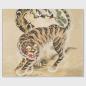Vintager Minhwa Tiger unter Kiefernwald Geschenkpapier (Flach)