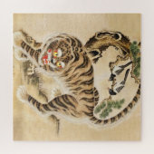 Vintager Minhwa Tiger unter Kiefernwald Puzzle (Horizontal)