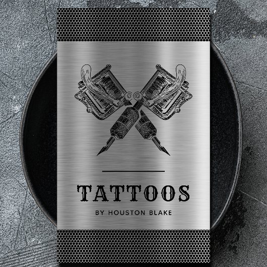 Vintager Minimalistischer Monochrome Tattoo Artist Visitenkarte